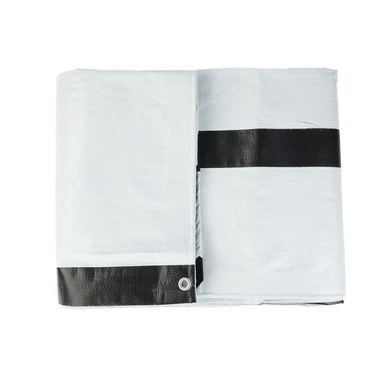 UN Refugee White Poly Tarps with Black Strip